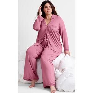 New State of Day Women's Love Size Large Berry Breeze Pink 2 Piece Pajama Set